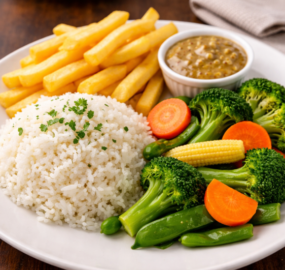 CHIPS, RICE, SAUCE VEGETABLE 